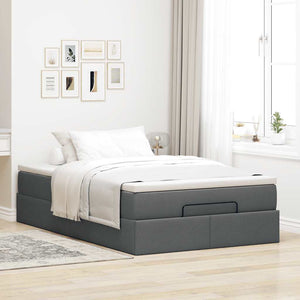 vidaXL Ottoman Bed with Mattress Dark Grey 120x200 cm Fabric