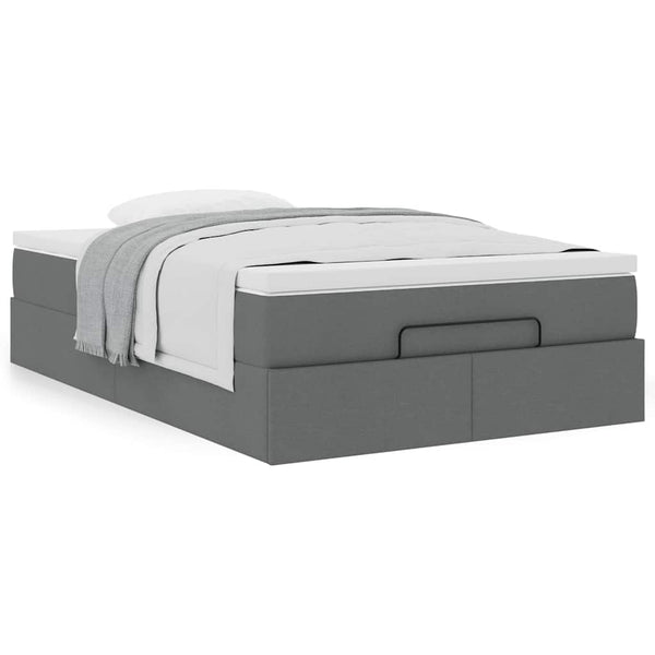 vidaXL Ottoman Bed with Mattress Dark Grey 120x200 cm Fabric