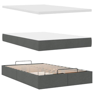vidaXL Ottoman Bed with Mattress Dark Grey 120x200 cm Fabric