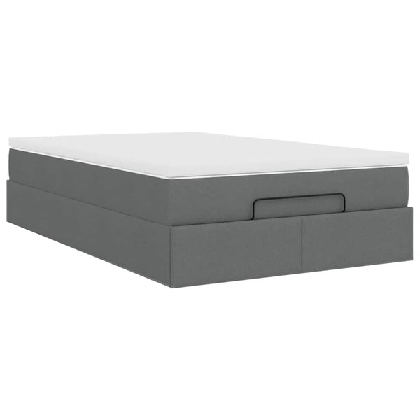 vidaXL Ottoman Bed with Mattress Dark Grey 120x200 cm Fabric