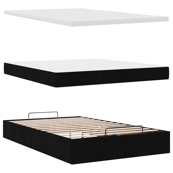 vidaXL Ottoman Bed with Mattress Black 120x200 cm Fabric