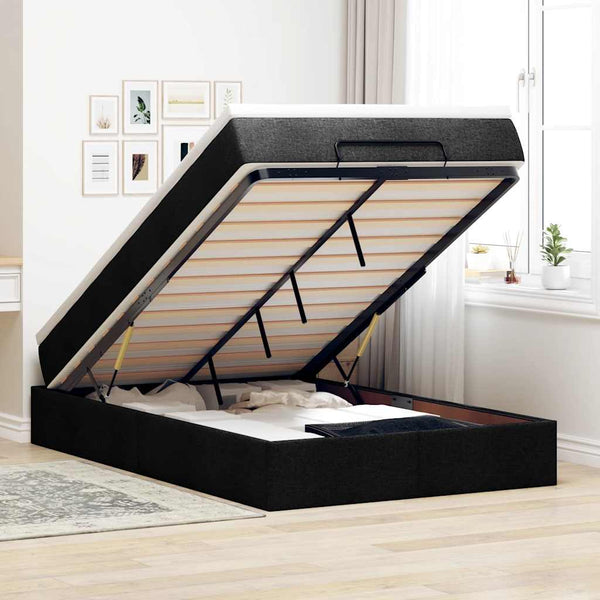 vidaXL Ottoman Bed with Mattress Black 120x200 cm Fabric