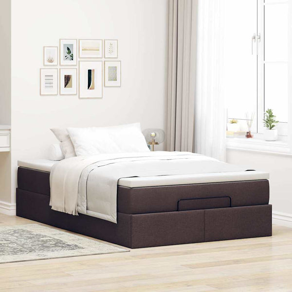 vidaXL Ottoman Bed with Mattress Dark Brown 120x200 cm Fabric