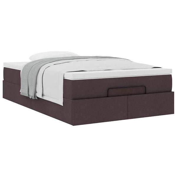 vidaXL Ottoman Bed with Mattress Dark Brown 120x200 cm Fabric