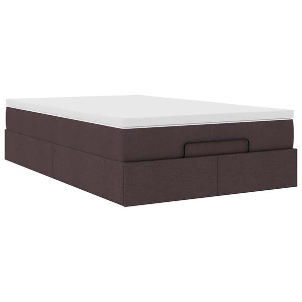 vidaXL Ottoman Bed with Mattress Dark Brown 120x200 cm Fabric