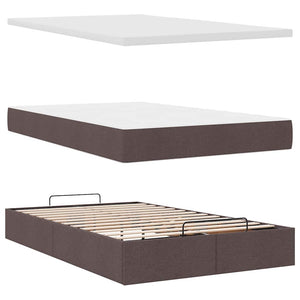vidaXL Ottoman Bed with Mattress Dark Brown 120x200 cm Fabric