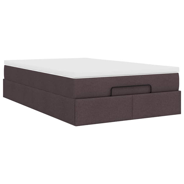 vidaXL Ottoman Bed with Mattress Dark Brown 120x200 cm Fabric