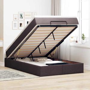 vidaXL Ottoman Bed with Mattress Dark Brown 120x200 cm Fabric