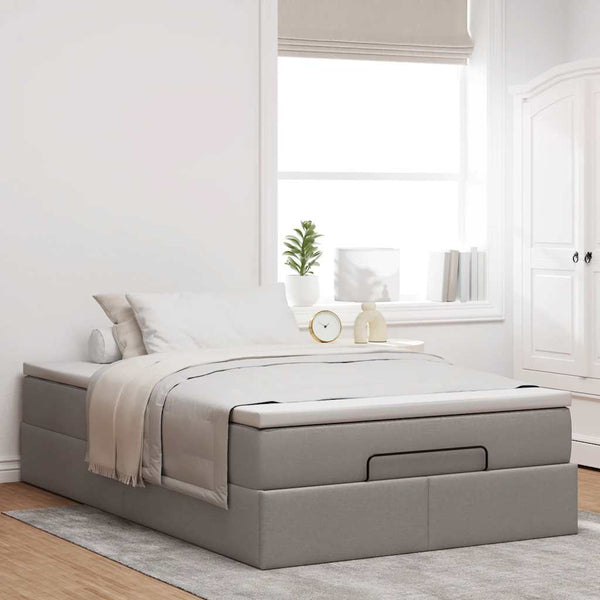 vidaXL Ottoman Bed with Mattress Taupe 120x200 cm Fabric