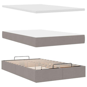 vidaXL Ottoman Bed with Mattress Taupe 120x200 cm Fabric