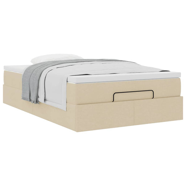 vidaXL Ottoman Bed with Mattress Cream 120x200 cm Fabric