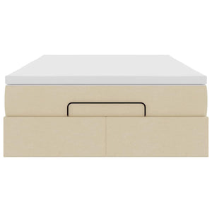 vidaXL Ottoman Bed with Mattress Cream 120x200 cm Fabric