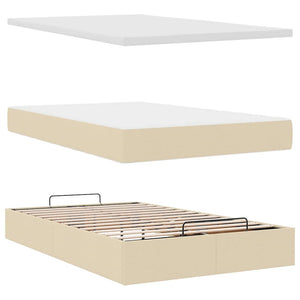 vidaXL Ottoman Bed with Mattress Cream 120x200 cm Fabric