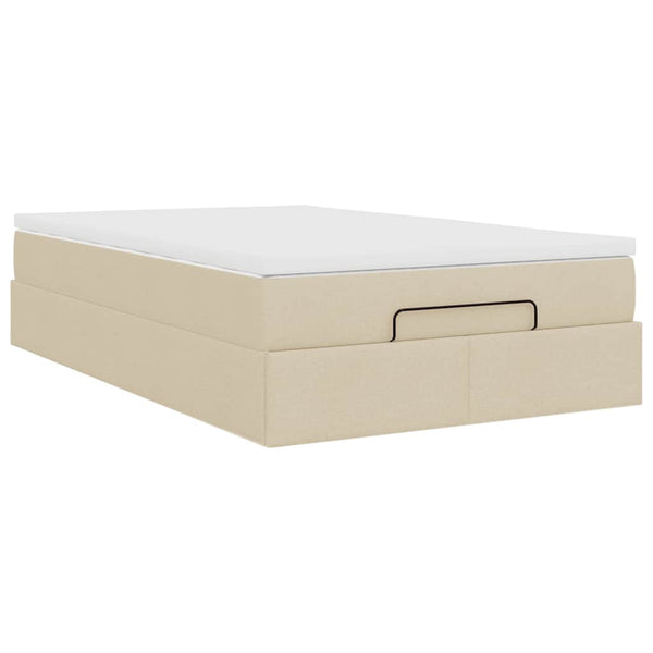 vidaXL Ottoman Bed with Mattress Cream 120x200 cm Fabric
