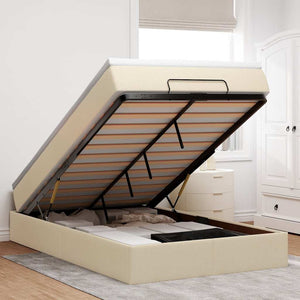 vidaXL Ottoman Bed with Mattress Cream 120x200 cm Fabric