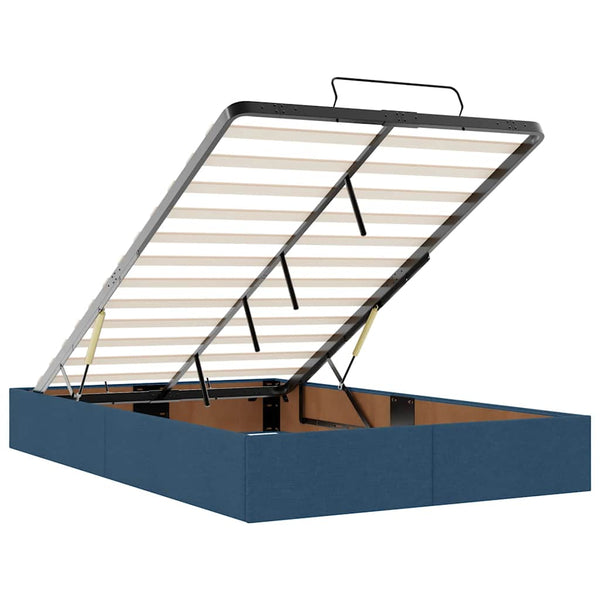 vidaXL Ottoman Bed with Mattress Blue 120x200 cm Fabric