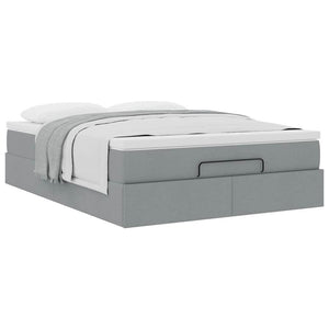 vidaXL Ottoman Bed with Mattress Light Gray 140x190 cm Fabric