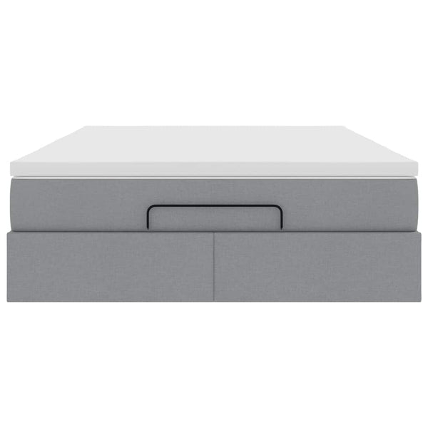 vidaXL Ottoman Bed with Mattress Light Gray 140x190 cm Fabric