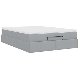 vidaXL Ottoman Bed with Mattress Light Gray 140x190 cm Fabric