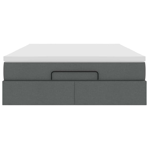 vidaXL Ottoman Bed with Mattress Dark Gray 140x190 cm Fabric