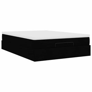 vidaXL Ottoman Bed with Mattress Black 140x190 cm Fabric