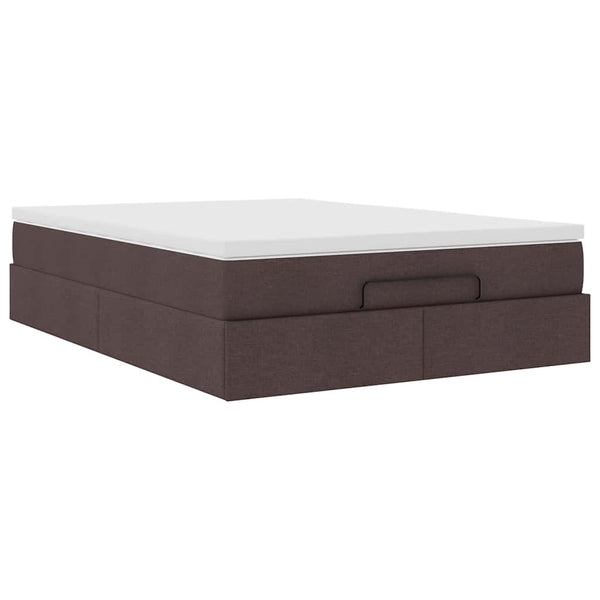 vidaXL Ottoman Bed with Mattress Dark Brown 140x190 cm Fabric
