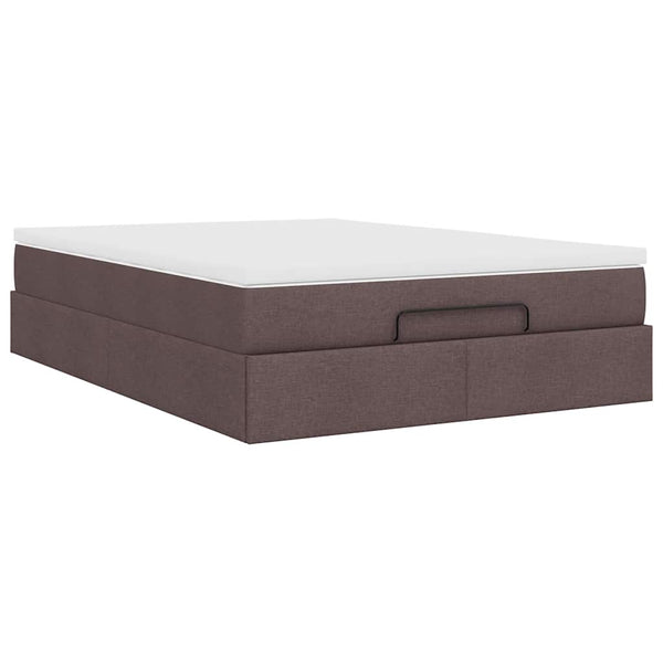 vidaXL Ottoman Bed with Mattress Dark Brown 140x190 cm Fabric