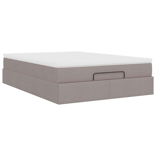 vidaXL Ottoman Bed with Mattress Taupe 140x190 cm Fabric