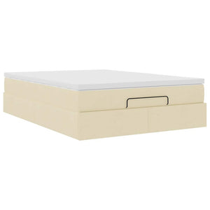 vidaXL Ottoman Bed with Mattress Cream 140x190 cm Fabric
