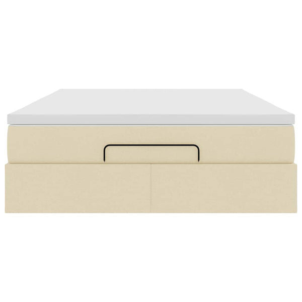 vidaXL Ottoman Bed with Mattress Cream 140x190 cm Fabric