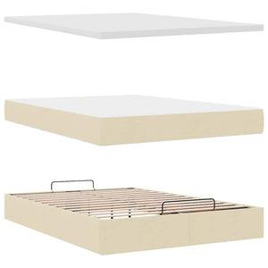 vidaXL Ottoman Bed with Mattress Cream 140x190 cm Fabric