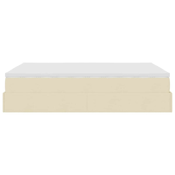 vidaXL Ottoman Bed with Mattress Cream 140x190 cm Fabric
