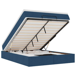 vidaXL Ottoman Bed with Mattress Blue 140x190 cm Fabric
