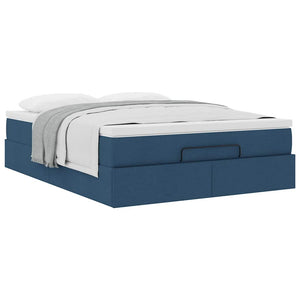 vidaXL Ottoman Bed with Mattress Blue 140x190 cm Fabric