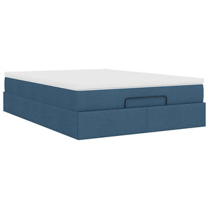 vidaXL Ottoman Bed with Mattress Blue 140x190 cm Fabric