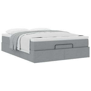 vidaXL Ottoman Bed with Mattress Light Grey 140x200 cm Fabric