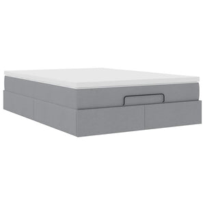 vidaXL Ottoman Bed with Mattress Light Grey 140x200 cm Fabric
