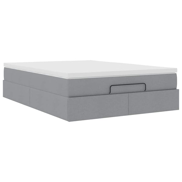 vidaXL Ottoman Bed with Mattress Light Grey 140x200 cm Fabric
