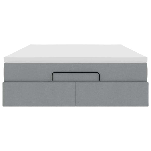 vidaXL Ottoman Bed with Mattress Light Grey 140x200 cm Fabric