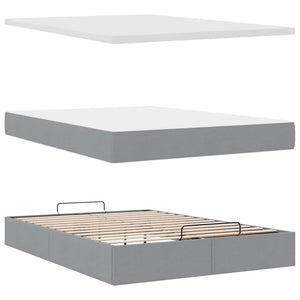 vidaXL Ottoman Bed with Mattress Light Grey 140x200 cm Fabric