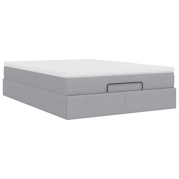 vidaXL Ottoman Bed with Mattress Light Grey 140x200 cm Fabric