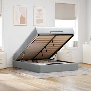 vidaXL Ottoman Bed with Mattress Light Grey 140x200 cm Fabric
