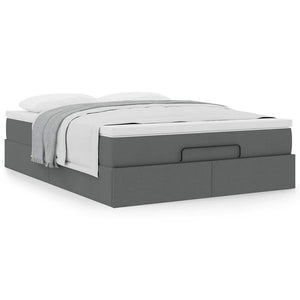 vidaXL Ottoman Bed with Mattress Dark Grey 140x200 cm Fabric