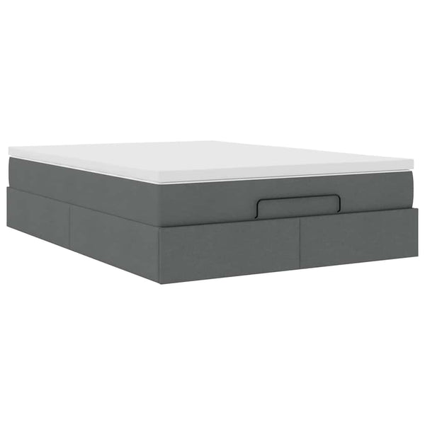 vidaXL Ottoman Bed with Mattress Dark Grey 140x200 cm Fabric