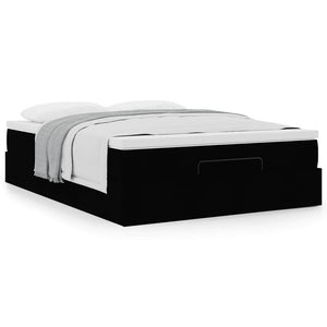 vidaXL Ottoman Bed with Mattress Black 140x200 cm Fabric