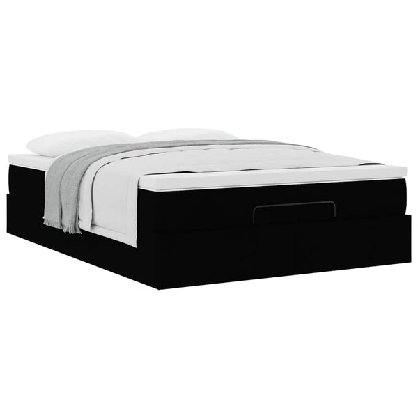 vidaXL Ottoman Bed with Mattress Black 140x200 cm Fabric