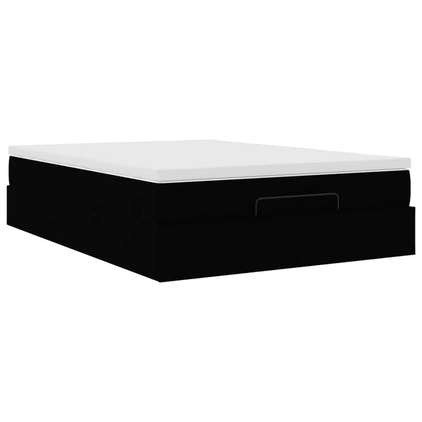vidaXL Ottoman Bed with Mattress Black 140x200 cm Fabric