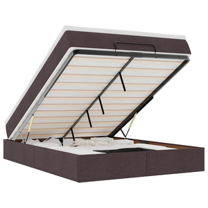 vidaXL Ottoman Bed with Mattress Dark Brown 140x200 cm Fabric