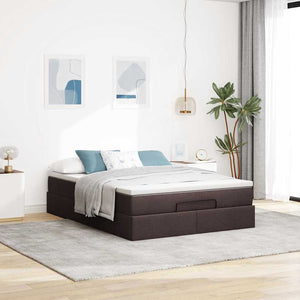vidaXL Ottoman Bed with Mattress Dark Brown 140x200 cm Fabric