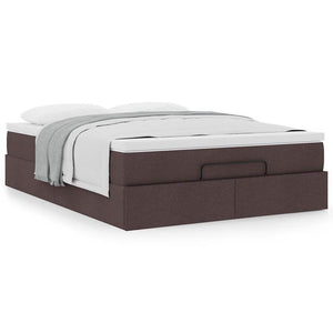 vidaXL Ottoman Bed with Mattress Dark Brown 140x200 cm Fabric